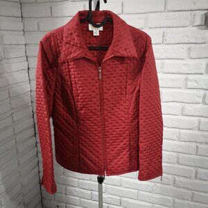 Talbots Petites Ladies Full Zip Size 8 Red Lightweight Jacket